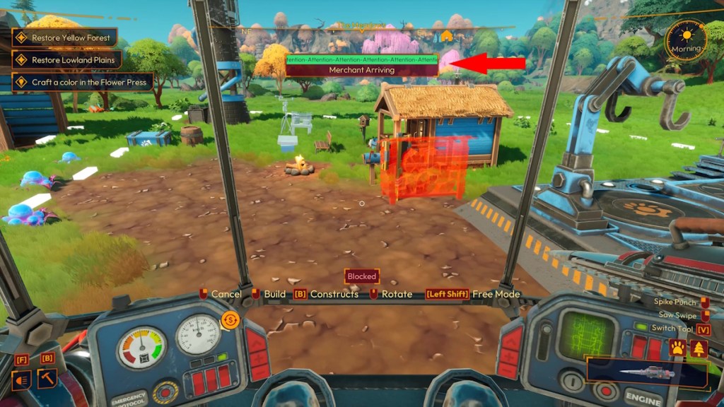 How to unlock the Merchant in Lightyear Frontier merchant arrival warning on the screen