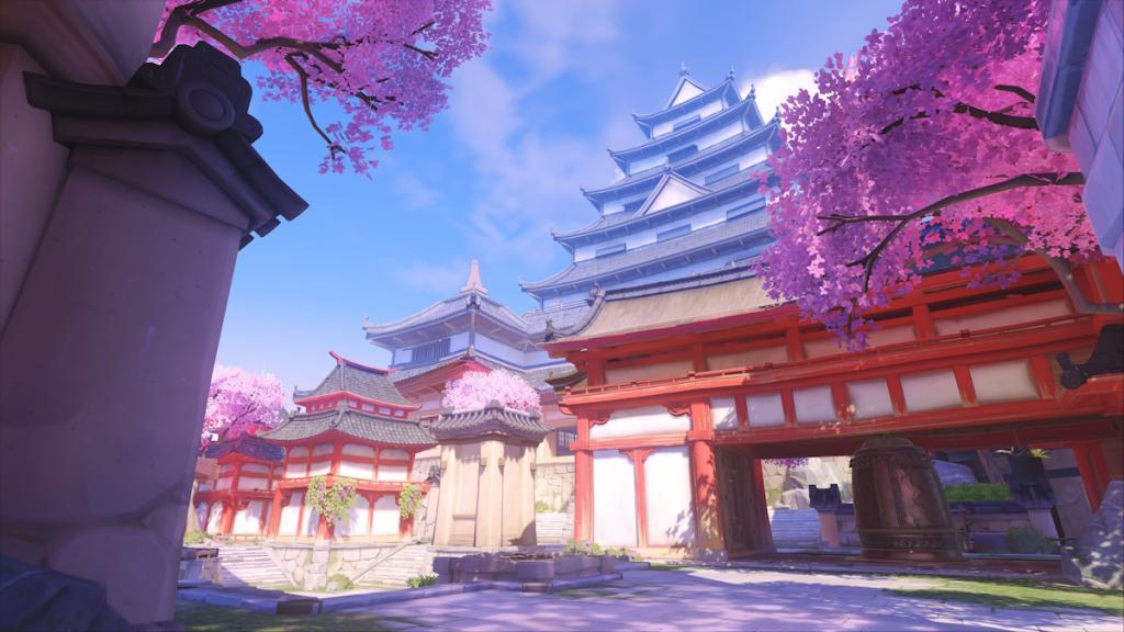 A concept art of the Hanaoka map in Overwatch 2 showing japanese-style buildings.