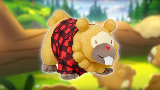 Bidoof with its Lumberjack shirt on from Build-A-Bear