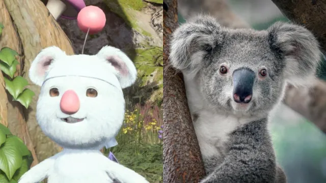 Comparison between an FFVII Rebirth Moogle and a Koala