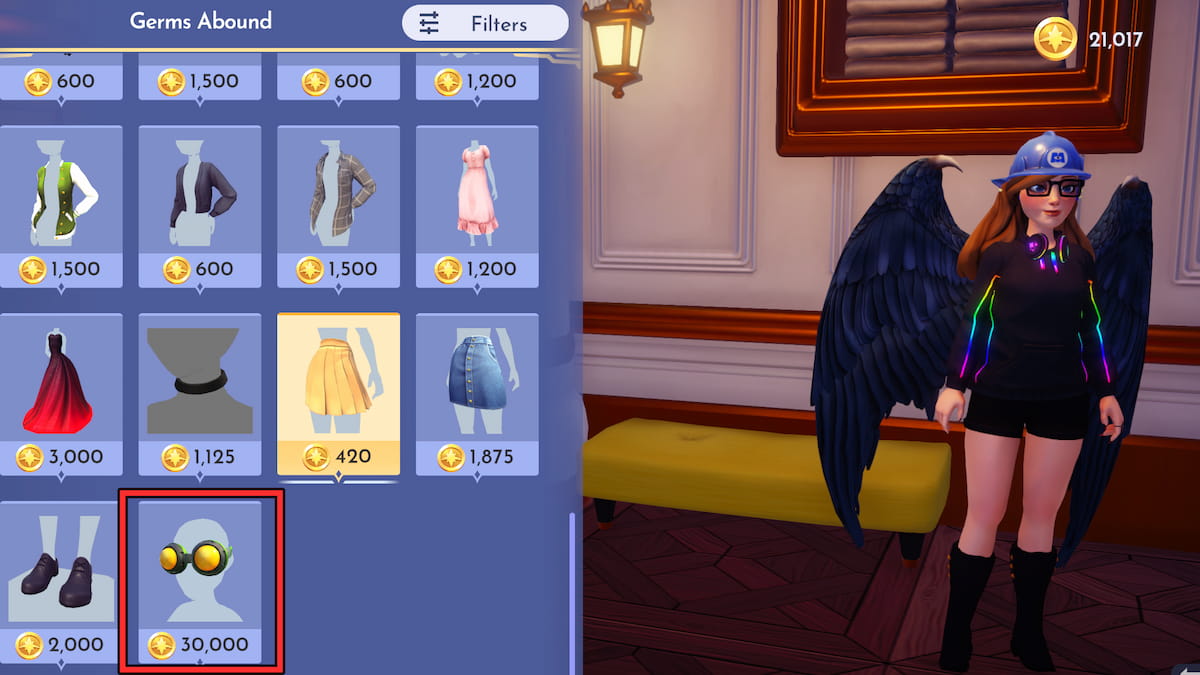 Disney Dreamlight Valley safety goggles store menu