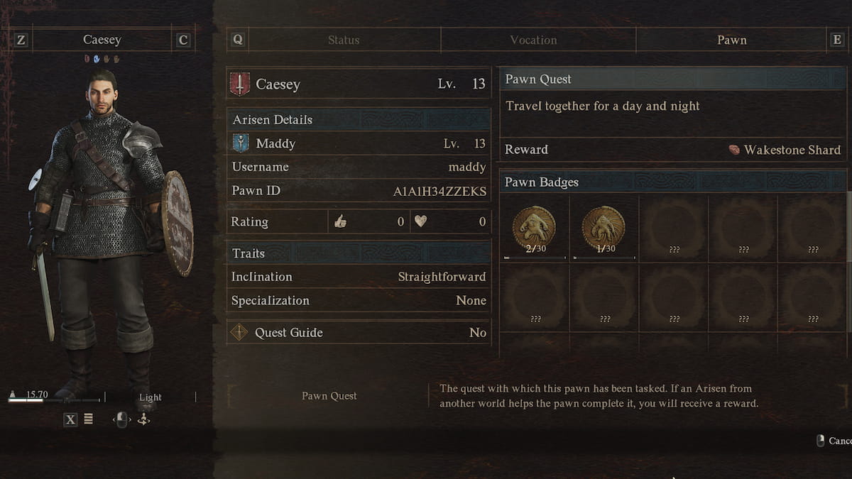 Dragon's Dogma 2 Pawn ID screen