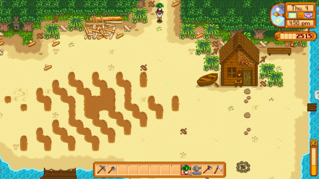 Strange patterns left in the sand for gathering Clay quick in Stardew Valley