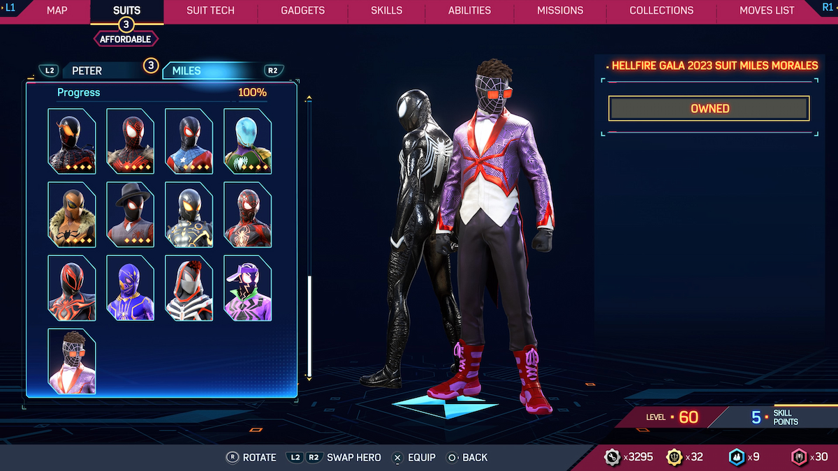 Hellfire Gala 2023 Suit Miles Morales in Marvel's Spider-Man 2