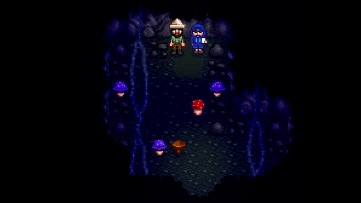 Fizz inside the Mushroom Cave on Ginger Island in Stardew Valley