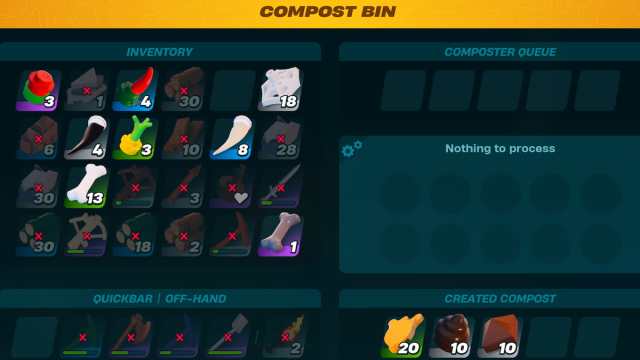 LEGO Fortnite Compost Bin process menu