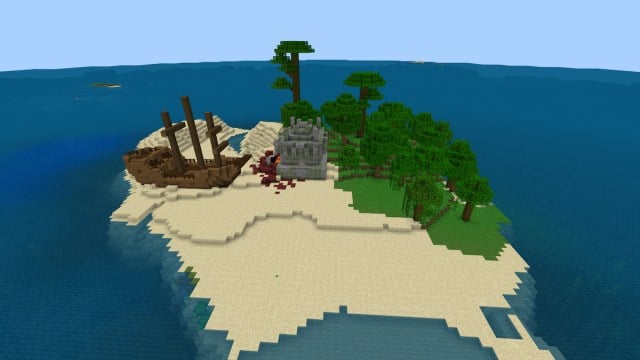 Shipwrecked island in Minecraft
