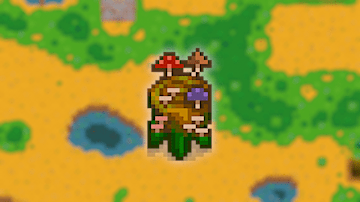 A Mushroom Log when ready for harvesting in Stardew Valley