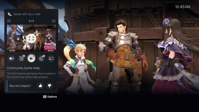 Characters in Granblue Fantasy with UI elements of Game Help overlayed