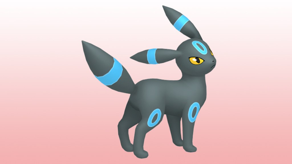 Shiny Umbreon, which swaps the black fur for dark grey and red for blue