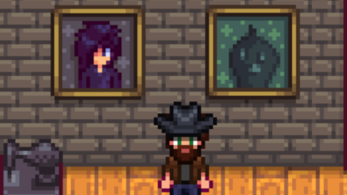 Portraits on the wall of the Farmhouse in Stardew Valley