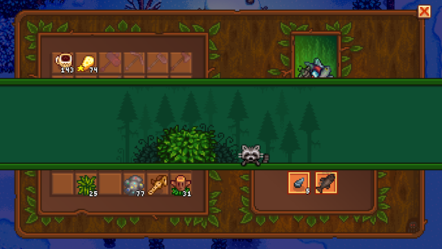 Screen showing the successful hand in of a Raccoon Request in Stardew Valley