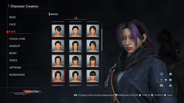 Creating a character in Rise of the Ronin