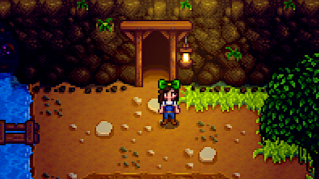 The entrance to the Mines in Stardew Valley