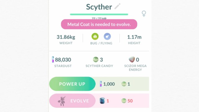 Scyther in Pokemon Go