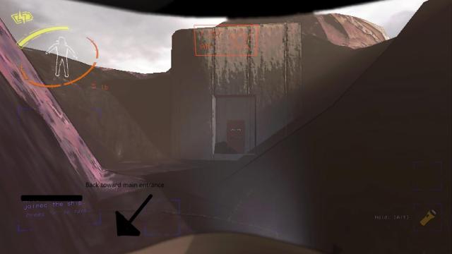 Fire exit door on Embrion hidden in a small crater