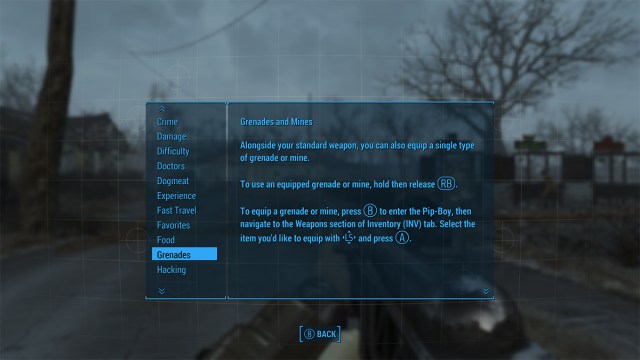 fallout 4 grenades and mines help menu