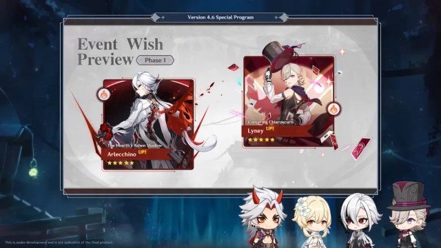 Genshin Impact 4.6 phase 1 banners featuring Arlecchino and Lyney