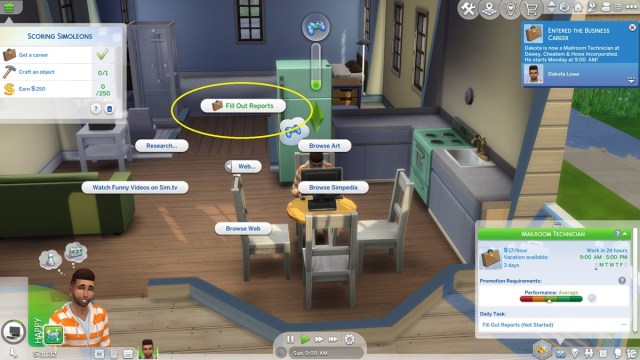 You can fill out reports in The Sims 4 by going to the computer.