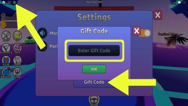 How to redeem codes in Death Bumper Car