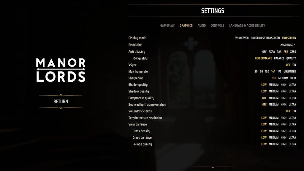 Manor Lords: Best settings to boost FPS