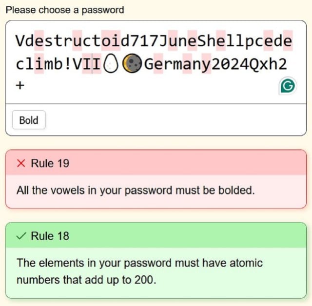 Password Game Successful Elements