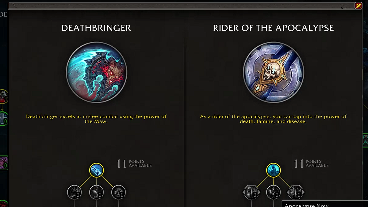 World of Warcraft: The War WIthin Rider of the Apocalypse Death Knight Hero Talents