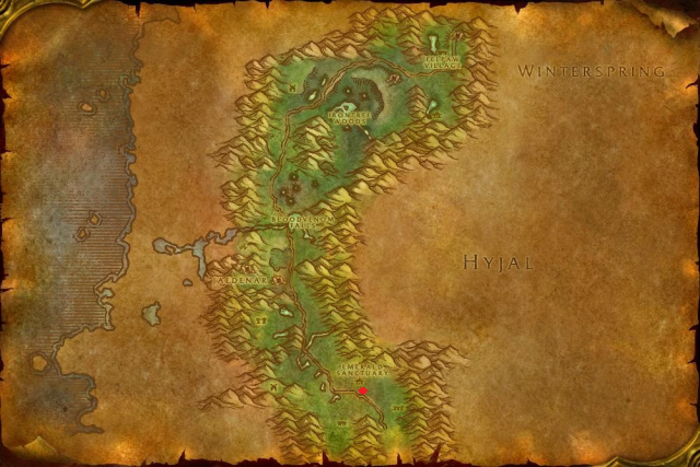 The location of the Shadowtooth Emissary in World of Warcraft Season of Discovery.
