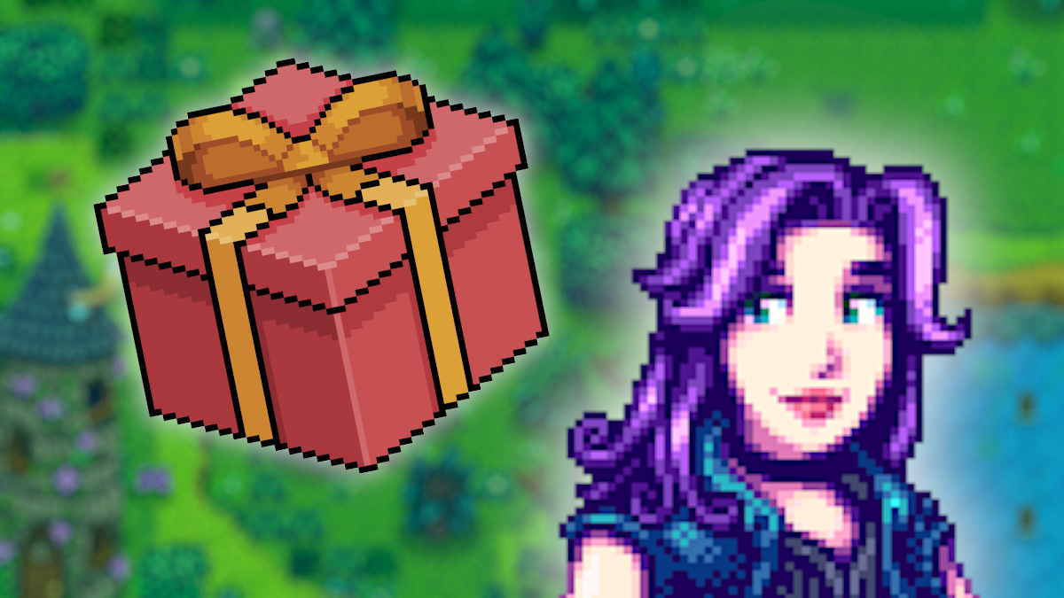 Abigail and a gift in Stardew Valley