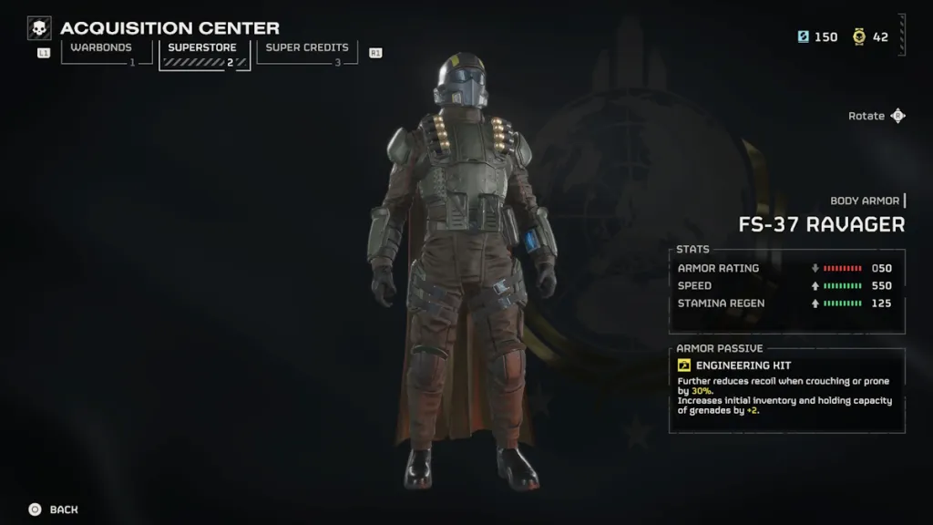 All Helldivers 2 armor sets Ravager set in the superstore