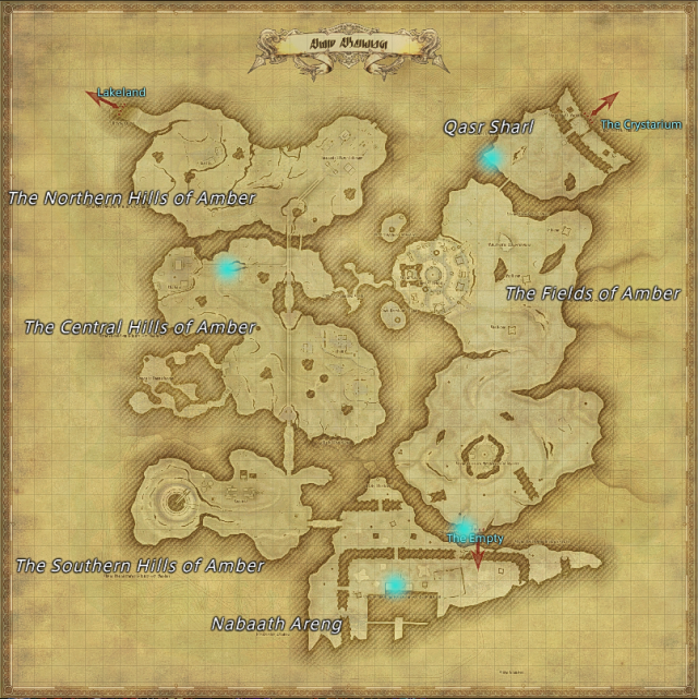Map of field Aether Currents in Kholusia in Final Fantasy XIV
