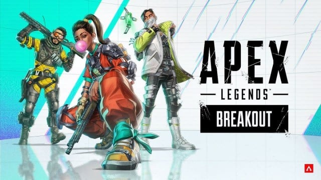 Apex Legends Breakout key art Crypto Rampart Mirage posing together