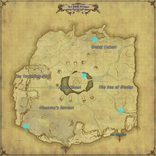 Map of field Aether Currents in The Azim Steppe in Final Fantasy XIV