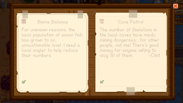 Biome Balance completed on the Special Orders board in Stardew Valley