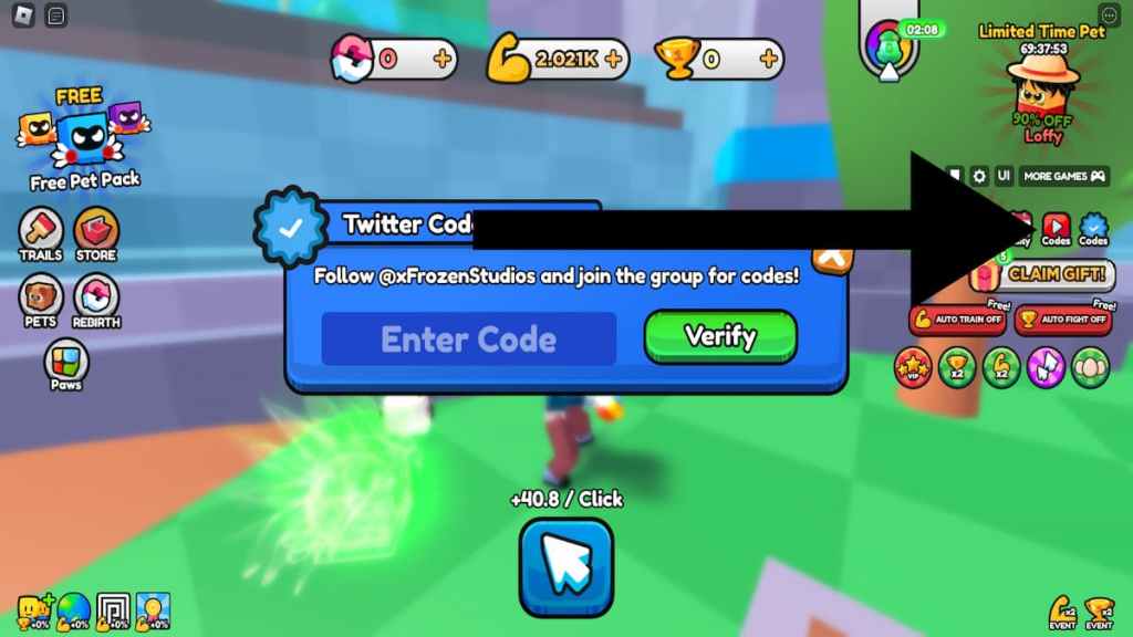 How to redeem codes in Catching Simulator.