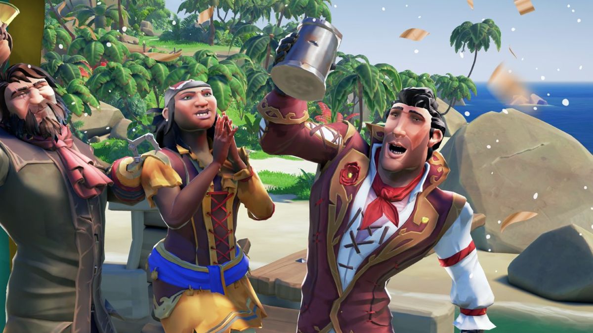 celebrating characters in sea of thieves