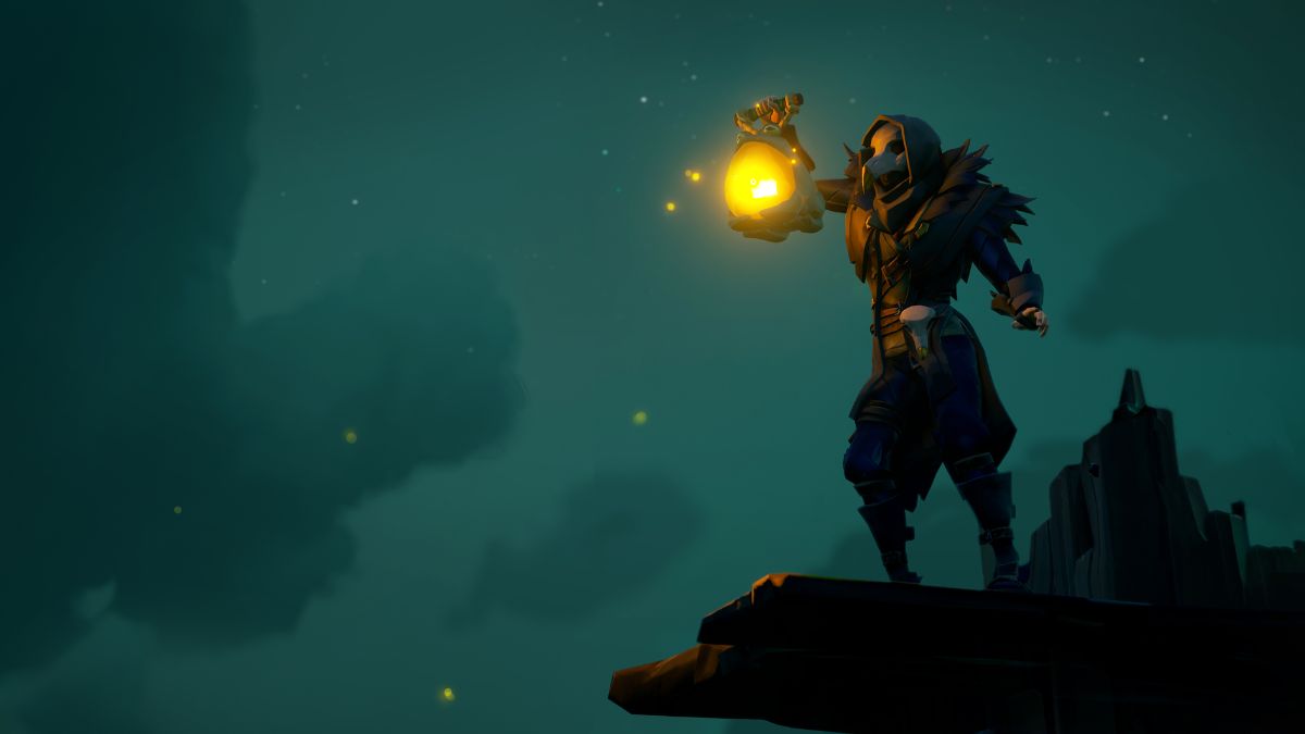 character with lantern in sea of thieves