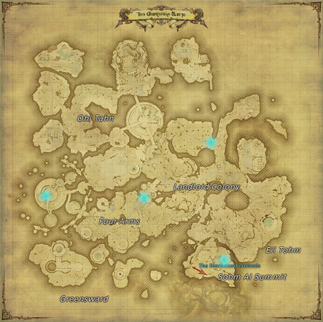 Map of field Aether Currents in The Churning Mists in Final Fantasy XIV