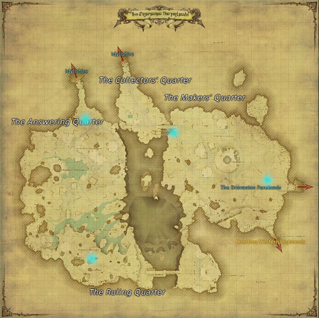 Map of field Aether Currents in The Dravanian Hinterlands in Final Fantasy XIV