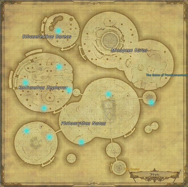 Map of field Aether Currents in Ultima Thule in Final Fantasy XIV