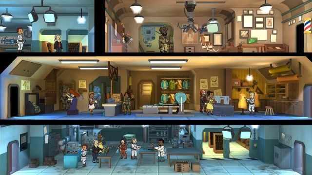 Fallout Shelter-Gameplay-Charaktere im Tresorraum