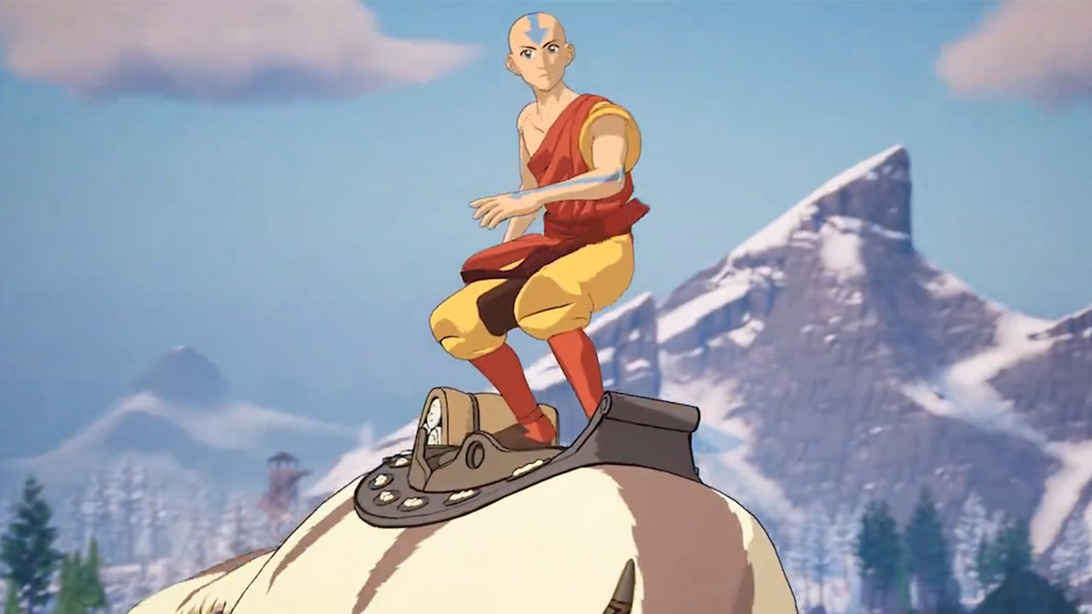 Aang standing on top of Appa in Fortnite