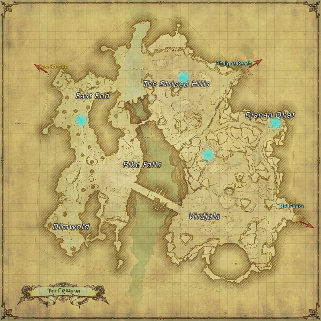 Map of field Aether Currents in The Fringes in Final Fantasy XIV