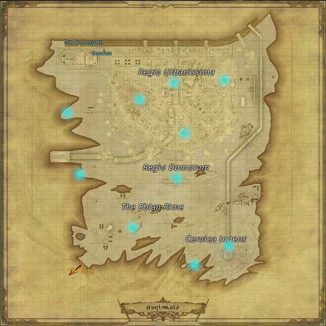Map of field Aether Currents in Garlemald in Final Fantasy XIV