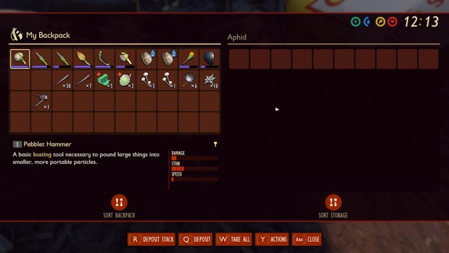 How to tame pets in Grounded pet inventory menu showing 10 spaces