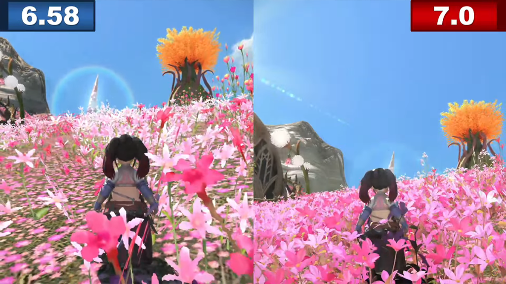Graphical comparison between 6.8 and 7.0 in Final Fantasy XIV