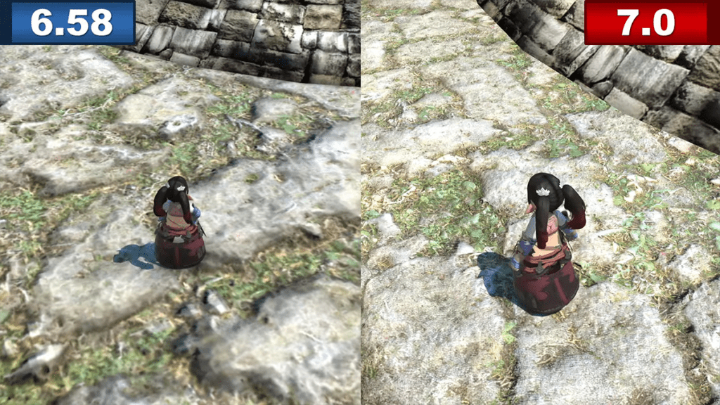 Graphical comparison between 6.8 and 7.0 in Final Fantasy XIV