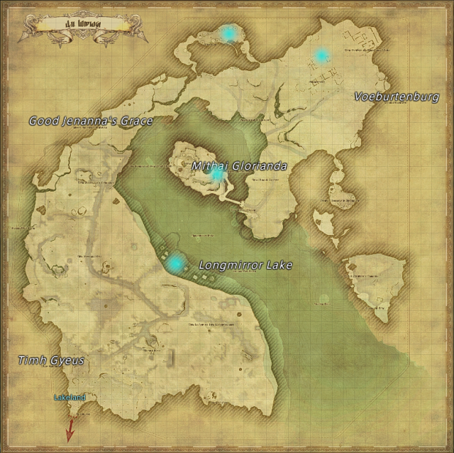 Map of field Aether Currents in Il Mheg in Final Fantasy XIV