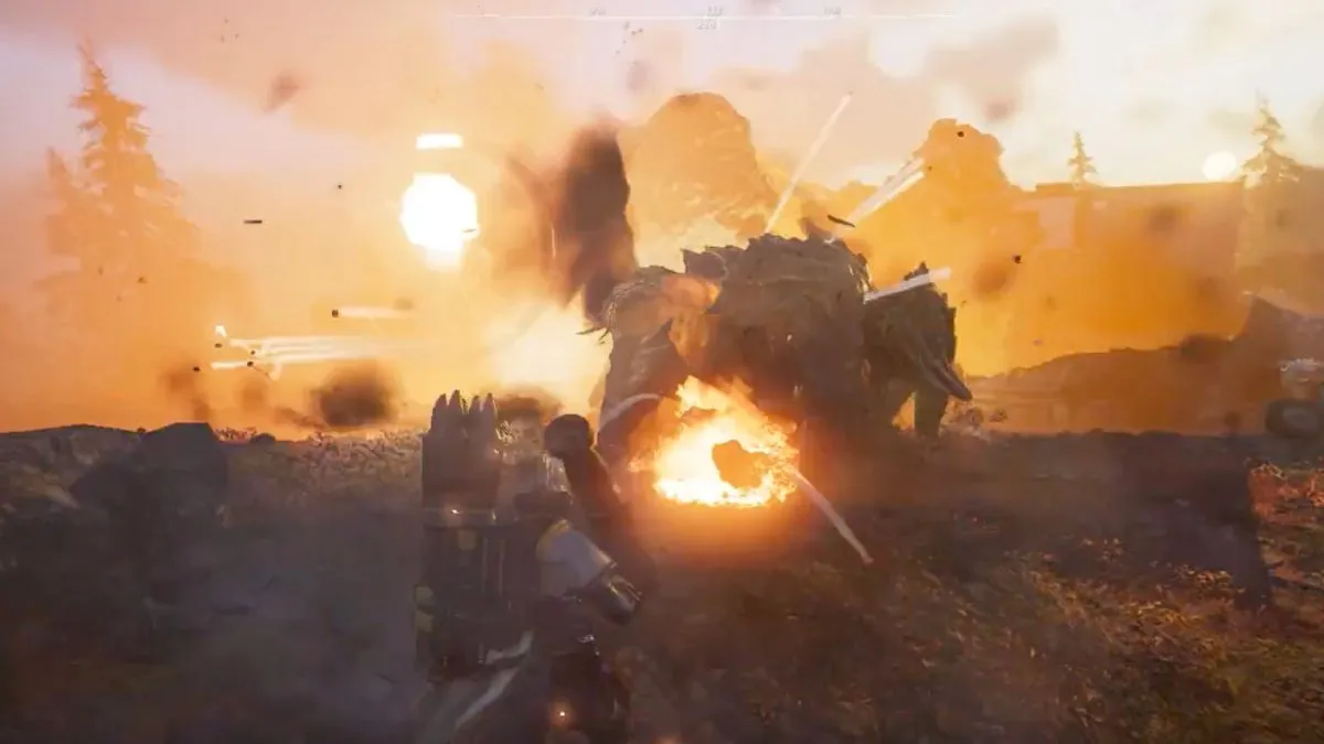 killing a charger with the airburst rocket launcher in the wrong way in helldivers 2