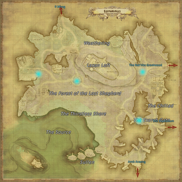Map of field Aether Currents in Lakeland in Final Fantasy XIV